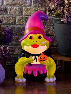 Cracker Barrel Exclusive Witch Frog Blow Mold Halloween Lighted Decor 20"